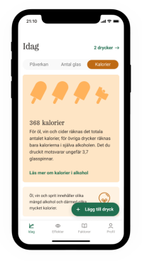 Bild på mobilskärm som visar appen Måttfull