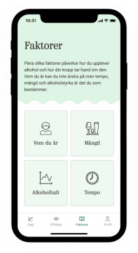 Bild på mobilskärm som visar appen Måttfull